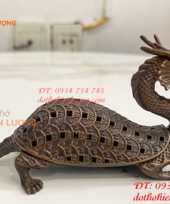 Lư Xông Trầm Long Quy Nắp Mở Bằng Đồng Hun