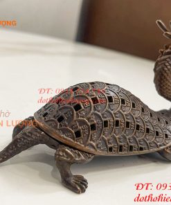 Lư Xông Trầm Long Quy Nắp Mở Bằng Đồng Hun
