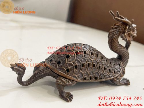 Lư Xông Trầm Long Quy Nắp Mở Bằng Đồng Hun