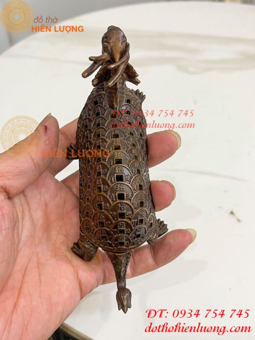Lư Xông Trầm Long Quy Nắp Mở Bằng Đồng Hun