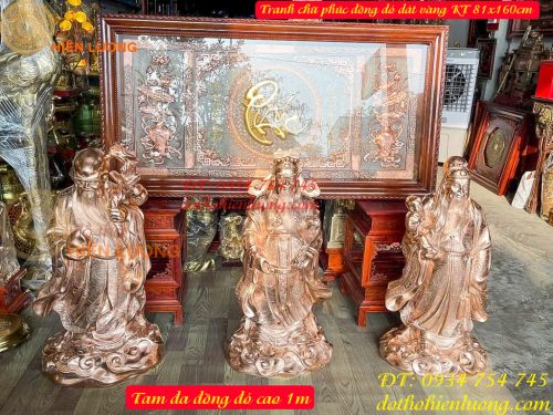 Bộ Tam Đa Đồng Đỏ Cao 1m 3 Ông Phúc Lộc Thọ