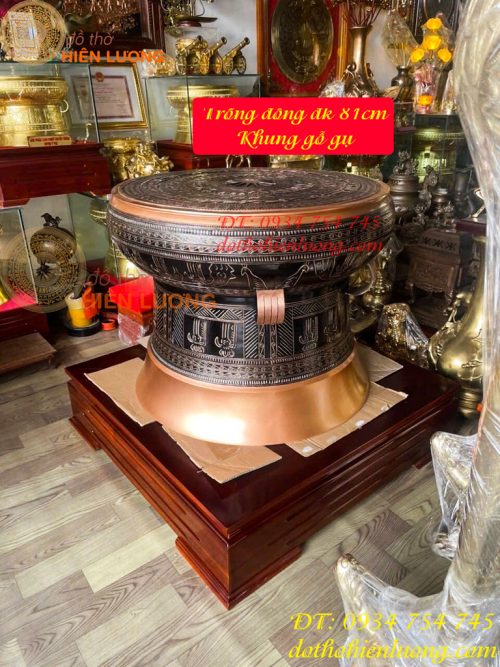 Quả Trống Đồng Đồng Sơn Đồng Đỏ ĐK 80cm