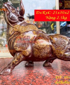 Tượng Trâu Gấm Bằng Đồng Phong Thủy