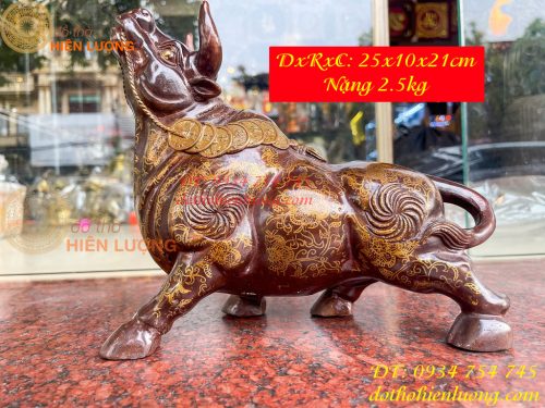 Tượng Trâu Gấm Bằng Đồng Phong Thủy