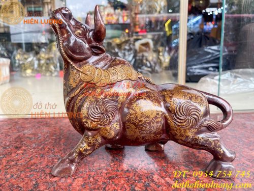 Tượng Trâu Gấm Bằng Đồng Phong Thủy
