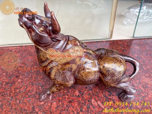 Tượng Trâu Gấm Bằng Đồng Phong Thủy