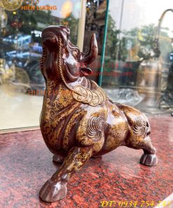 Tượng Trâu Gấm Bằng Đồng Phong Thủy