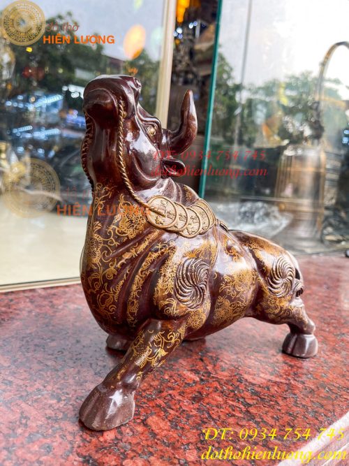 Tượng Trâu Gấm Bằng Đồng Phong Thủy