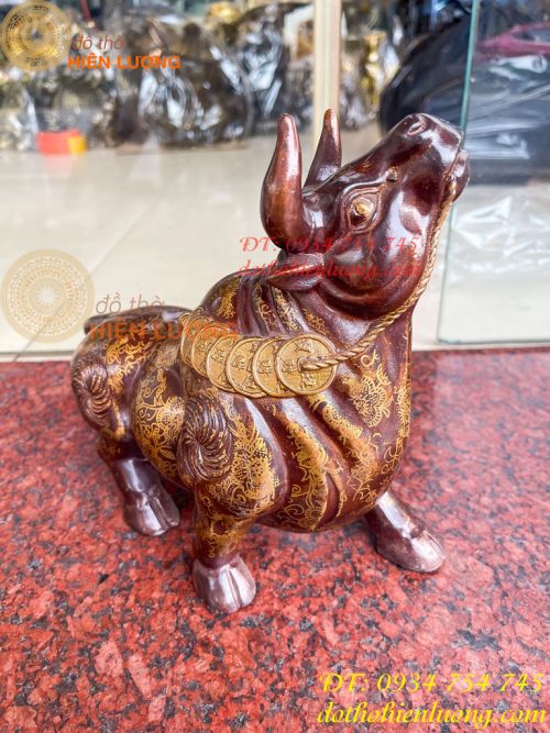 Tượng Trâu Gấm Bằng Đồng Phong Thủy