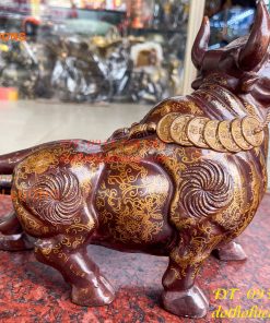Tượng Trâu Gấm Bằng Đồng Phong Thủy