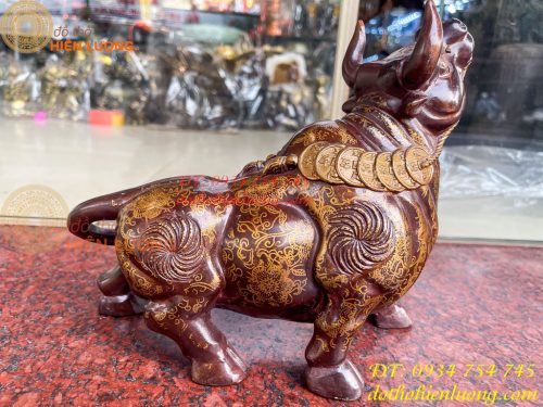 Tượng Trâu Gấm Bằng Đồng Phong Thủy