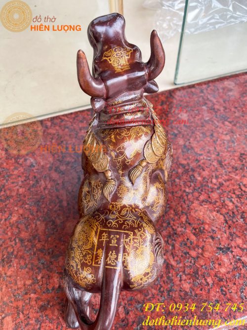 Tượng Trâu Gấm Bằng Đồng Phong Thủy