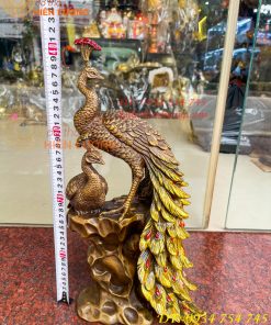 Tượng Đôi Chim Công Đuôi Dài Bằng Đồng Phong Thủy