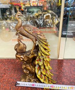Tượng Đôi Chim Công Đuôi Dài Bằng Đồng Phong Thủy