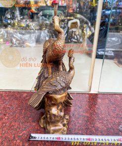 Tượng Đôi Chim Công Đuôi Dài Bằng Đồng Phong Thủy