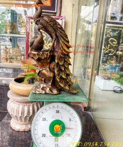 Tượng Đôi Chim Công Đuôi Dài Bằng Đồng Phong Thủy