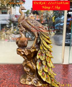 Tượng Đôi Chim Công Đuôi Dài Bằng Đồng Phong Thủy