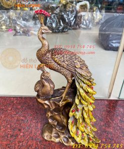 Tượng Đôi Chim Công Đuôi Dài Bằng Đồng Phong Thủy