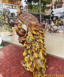 Tượng Đôi Chim Công Đuôi Dài Bằng Đồng Phong Thủy