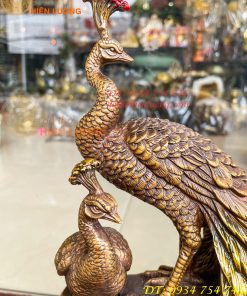 Tượng Đôi Chim Công Đuôi Dài Bằng Đồng Phong Thủy