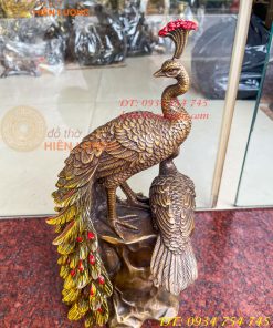 Tượng Đôi Chim Công Đuôi Dài Bằng Đồng Phong Thủy