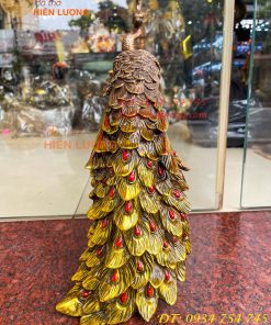 Tượng Đôi Chim Công Đuôi Dài Bằng Đồng Phong Thủy
