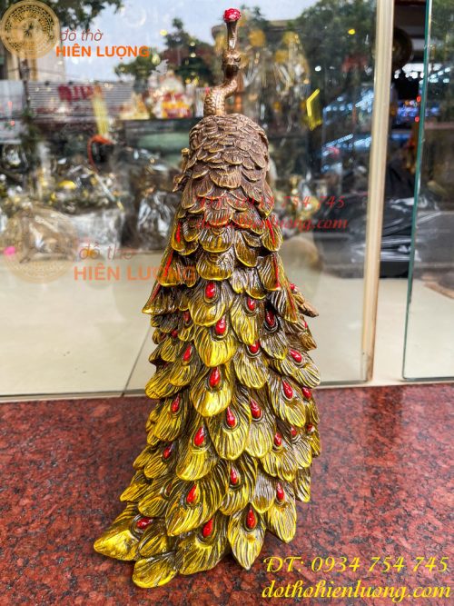Tượng Đôi Chim Công Đuôi Dài Bằng Đồng Phong Thủy