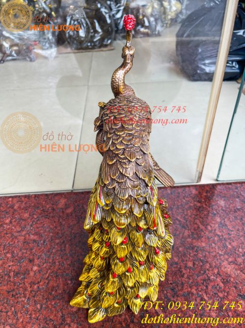 Tượng Đôi Chim Công Đuôi Dài Bằng Đồng Phong Thủy