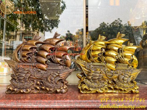 Mô Hình Thuyền Buồm Bằng Đồng Phong Thủy