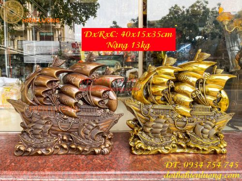 Mô Hình Thuyền Buồm Bằng Đồng Phong Thủy