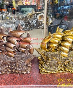 Mô Hình Thuyền Buồm Bằng Đồng Phong Thủy