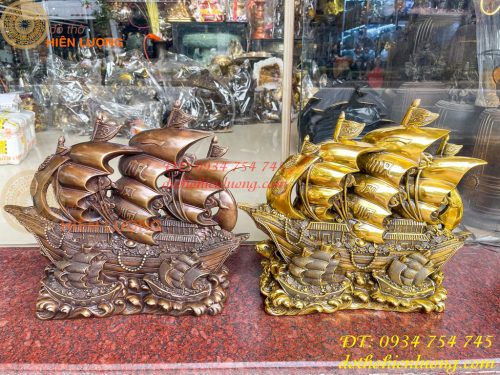 Mô Hình Thuyền Buồm Bằng Đồng Phong Thủy
