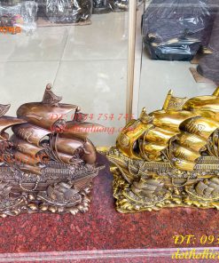Mô Hình Thuyền Buồm Bằng Đồng Phong Thủy