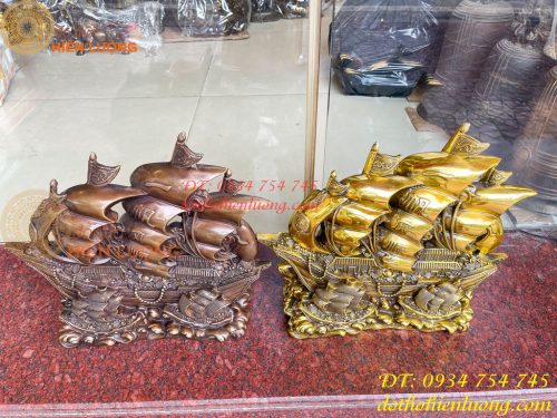 Mô Hình Thuyền Buồm Bằng Đồng Phong Thủy