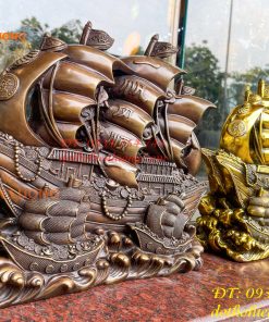 Mô Hình Thuyền Buồm Bằng Đồng Phong Thủy