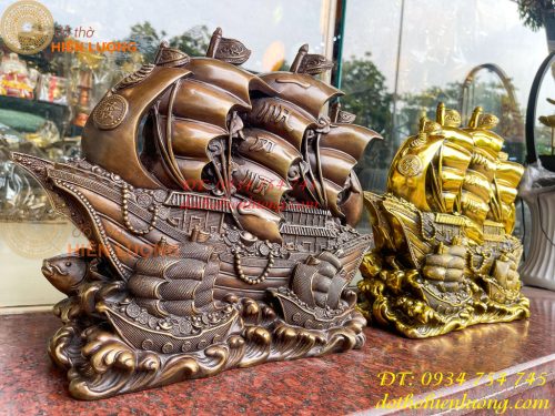 Mô Hình Thuyền Buồm Bằng Đồng Phong Thủy