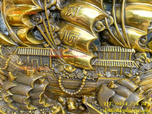 Mô Hình Thuyền Buồm Bằng Đồng Phong Thủy