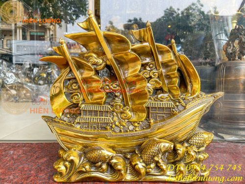 Mô Hình Thuyền Buồm Bằng Đồng Phong Thủy
