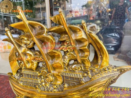 Mô Hình Thuyền Buồm Bằng Đồng Phong Thủy