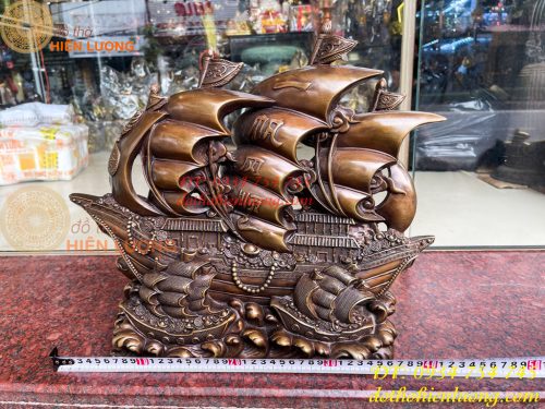 Mô Hình Thuyền Buồm Bằng Đồng Phong Thủy