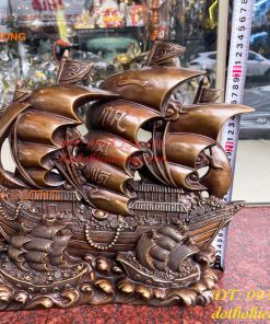 Mô Hình Thuyền Buồm Bằng Đồng Phong Thủy