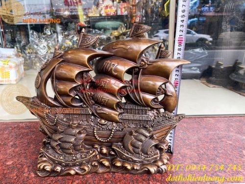 Mô Hình Thuyền Buồm Bằng Đồng Phong Thủy