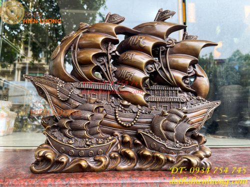 Mô Hình Thuyền Buồm Bằng Đồng Phong Thủy