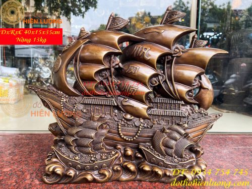 Mô Hình Thuyền Buồm Bằng Đồng Phong Thủy