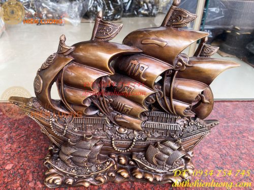 Mô Hình Thuyền Buồm Bằng Đồng Phong Thủy