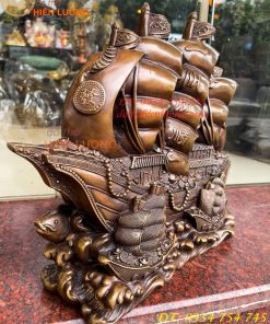 Mô Hình Thuyền Buồm Bằng Đồng Phong Thủy