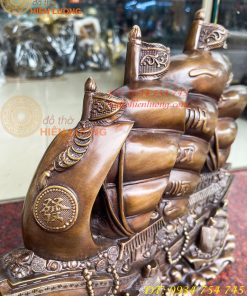 Mô Hình Thuyền Buồm Bằng Đồng Phong Thủy