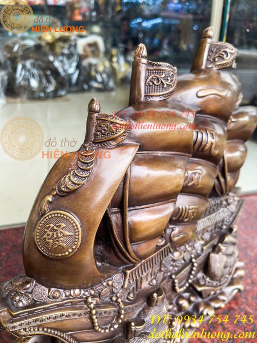Mô Hình Thuyền Buồm Bằng Đồng Phong Thủy