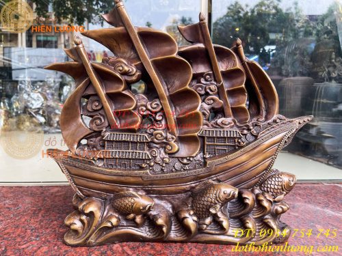 Mô Hình Thuyền Buồm Bằng Đồng Phong Thủy