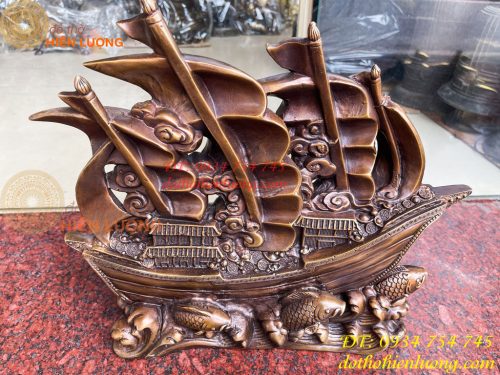 Mô Hình Thuyền Buồm Bằng Đồng Phong Thủy